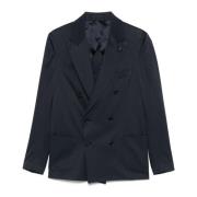 Blauwe Katoenen Blazer Dubbele-Breasted Jas Lardini , Blue , Heren