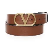 Bruin Leren Riem met Logogesp Valentino Garavani , Brown , Dames