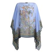 Heldere Blauwe Bloemen Zijden Top Etro , Blue , Dames