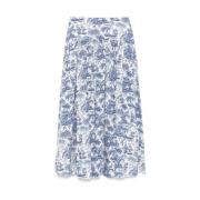 Witte Geplooide Details Rechte Zoom Rok Staud , Blue , Dames