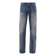 Denim Straight Fit Jeans met Scheuren MM6 Maison Margiela , Blue , Her...