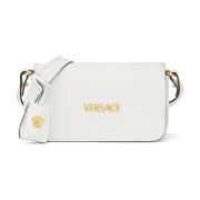 Witte leren schoudertas met Medusa-hoofd Versace , White , Dames