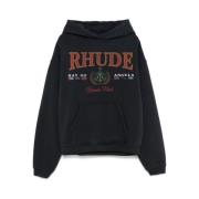 Zwarte hoodie met voorlogo print Rhude , Black , Heren