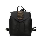 Zwarte Trendy Rugzak met Gouden Details Moschino , Black , Dames