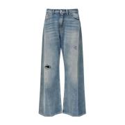 Blauwe Distressed Denim Wide Leg Jeans MM6 Maison Margiela , Blue , Da...