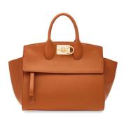 Zachte Studio Tas in Cognac Leer Salvatore Ferragamo , Brown , Dames