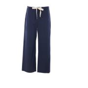 Blauwe Katoenen Poplin Broek Regular Fit Max Mara , Blue , Dames