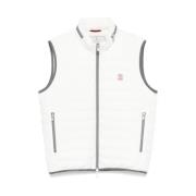 Mouwloos Met Capuchon Rits Buitenkleding Vest Brunello Cucinelli , Whi...