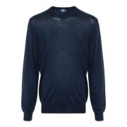 Blauwe Wol Ronde Hals Trui Fedeli , Blue , Heren