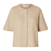 Birch Melange Knit Cardigan Selected Femme , Beige , Dames