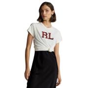 Logo Straight Fit Wit T-Shirt Ralph Lauren , White , Dames