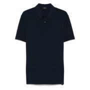 Katoenen poloshirt met Piqué Design Brioni , Blue , Heren