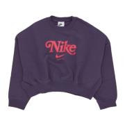 Sporty Cropped Crewneck Sweatshirt Trend Nike , Purple , Dames