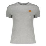 Katoenen T-shirt met Front Patch Kenzo , Gray , Dames