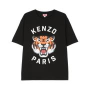 Zwarte Tiger Head Logo T-shirt Kenzo , Black , Dames