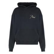 Vintage Katoenen Hoodie met Geribbelde Details Rhude , Black , Heren