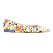 Bloemen Ballerina Schoenen Wit Leer Roberto Festa , Multicolor , Dames