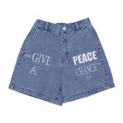 Denim Shorts Obey , Blue , Dames