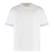 Geribbelde crew-neck T-shirt, Oversize Fit Paolo Pecora , White , Here...