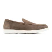 Bruine Suède Loafer Platte Schoenen Doucal's , Brown , Heren