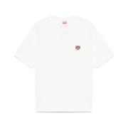 Witte Crew Neck Geborduurd T-shirt Kenzo , White , Heren