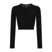 Zwarte Cropped Cardigan Sweaters Dolce & Gabbana , Black , Dames