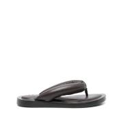 Bruin Leren Teenslipper Sandalen Jil Sander , Brown , Dames