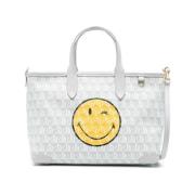 Canvas Smiley-Face Print Handtas Anya Hindmarch , Multicolor , Dames