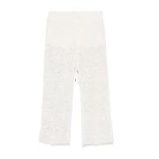 Witte Geribbelde Broek met Trekkoord Tailleband Ermanno Scervino , Whi...