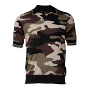 Camouflage Zijden Polo Shirt Korte Mouw Dolce & Gabbana , Multicolor ,...