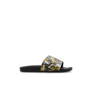 Rubberen slippers met print Versace Jeans Couture , Black , Dames