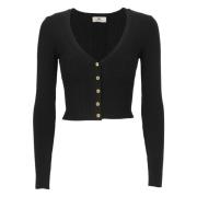 Zwarte V-hals Cardigan Sweater Elisabetta Franchi , Black , Dames