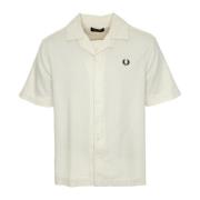 Piqué Structuur Reverskraag Overhemd Fred Perry , White , Heren