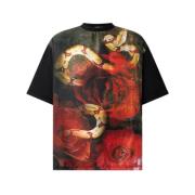 T-shirt met rozen- en slangenprint Roberto Cavalli , Multicolor , Here...