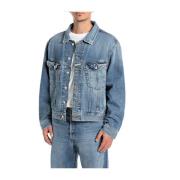 Indigo Denim Jas Replay , Blue , Heren