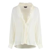 Gerimpelde Zijden Blouse Tom Ford , White , Dames