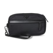 Zwarte Nylon Heuptas Compact Emporio Armani , Black , Heren