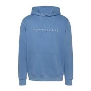 Blauwe Logo Hoodie Katoenen Sweatshirt Tommy Jeans , Blue , Heren