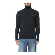 Hoge hals katoen en merinowol trui Fred Perry , Black , Heren