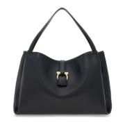 Zwarte Tote Tas met Gancini Gesp Salvatore Ferragamo , Black , Dames