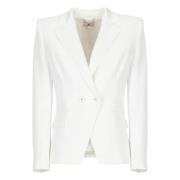 Ivoor Blazer met Klassieke Revers Elisabetta Franchi , Beige , Dames