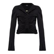 Katoenen shirt met drapering Versace Jeans Couture , Black , Dames