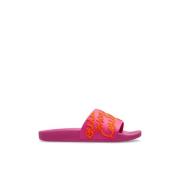 Rubberen slides met logo Versace Jeans Couture , Pink , Dames