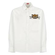 Witte Katoenen Shirt met Happy Tiger Kenzo , White , Heren