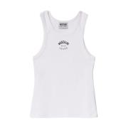 Witte Geribbelde Tanktop met Logo Moschino , White , Dames