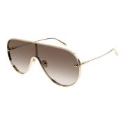 Goud/Bruin Getinte Zonnebril Alexander McQueen , Yellow , Unisex