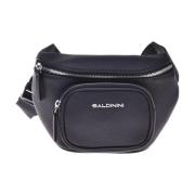 Bum bag in black tumbled leather Baldinini , Black , Heren