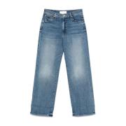 Denim Dodger Jeans met Omgeslagen Zoom Mother , Blue , Dames