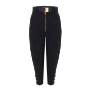 Zwarte broek met gouden ritsknopen Elisabetta Franchi , Black , Dames