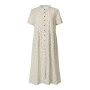 Elegante Midi Jurk met Korte Mouwen Lollys Laundry , Beige , Dames